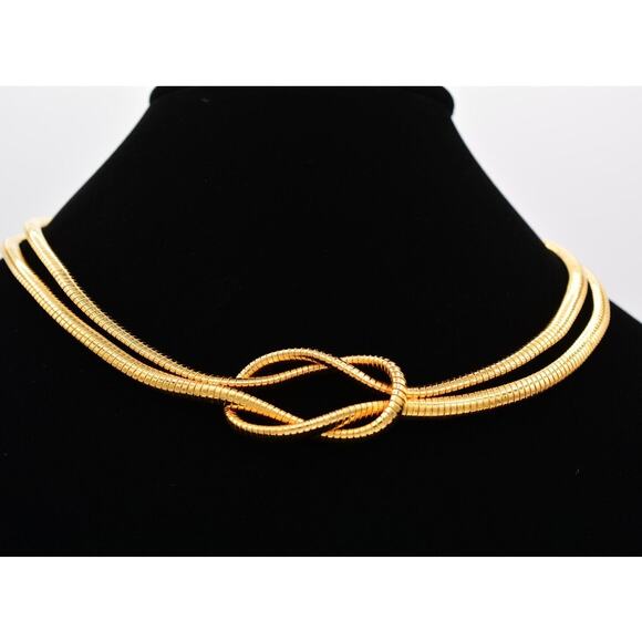 DL Auld Vintage Collar Necklace Knot Snake Omega Chain Gold Signed 1920s Bin3C - Picture 1 of 12